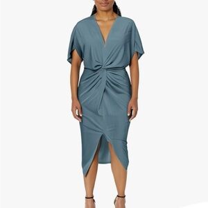 Elegant Teal Knot-Front Dress